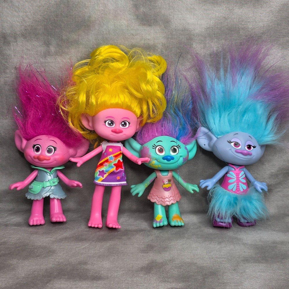 Hasbro DreamWorks 2015 Trolls Movie Toy Figures LOT‎ OF 4 Poppy Chenille Harper